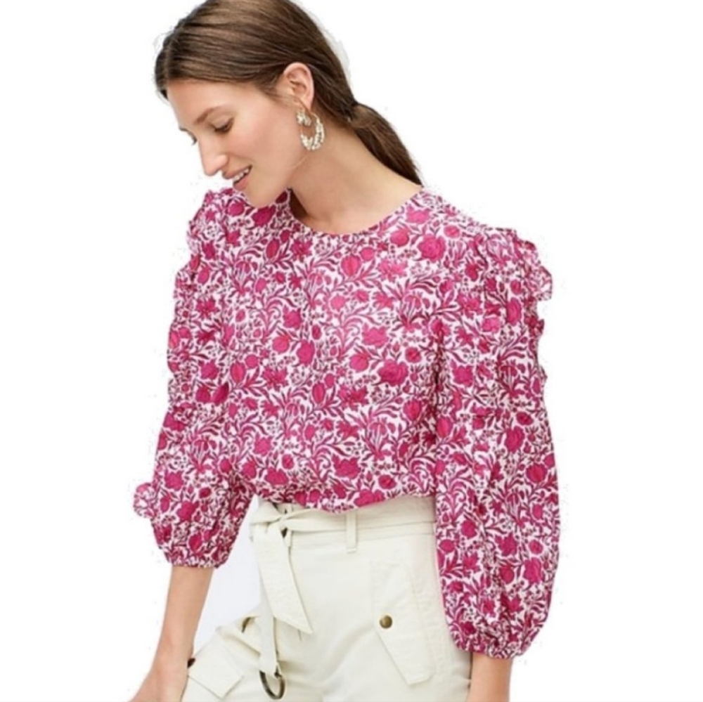 J. Crew Pink Floral Blouse